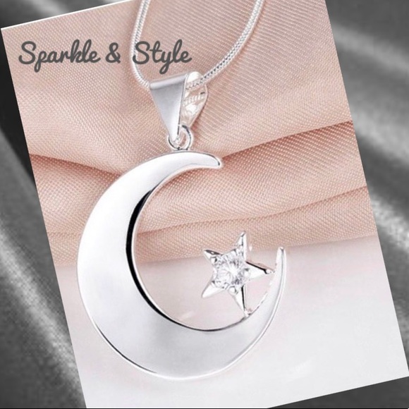 β¨ Sterling Silver Moon and Star Necklace β¨ - Picture 2 of 5